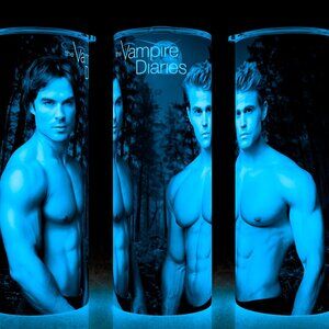 Glow in Dark Vampire Diaries Damon and Stefan Salvatore No Shirt Cup Mug…